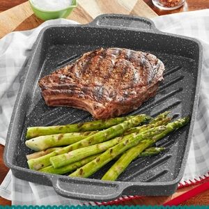 ❤️ New Pioneer Woman Prairie Cowboy  Grill Steak Pan with Steak Knifes